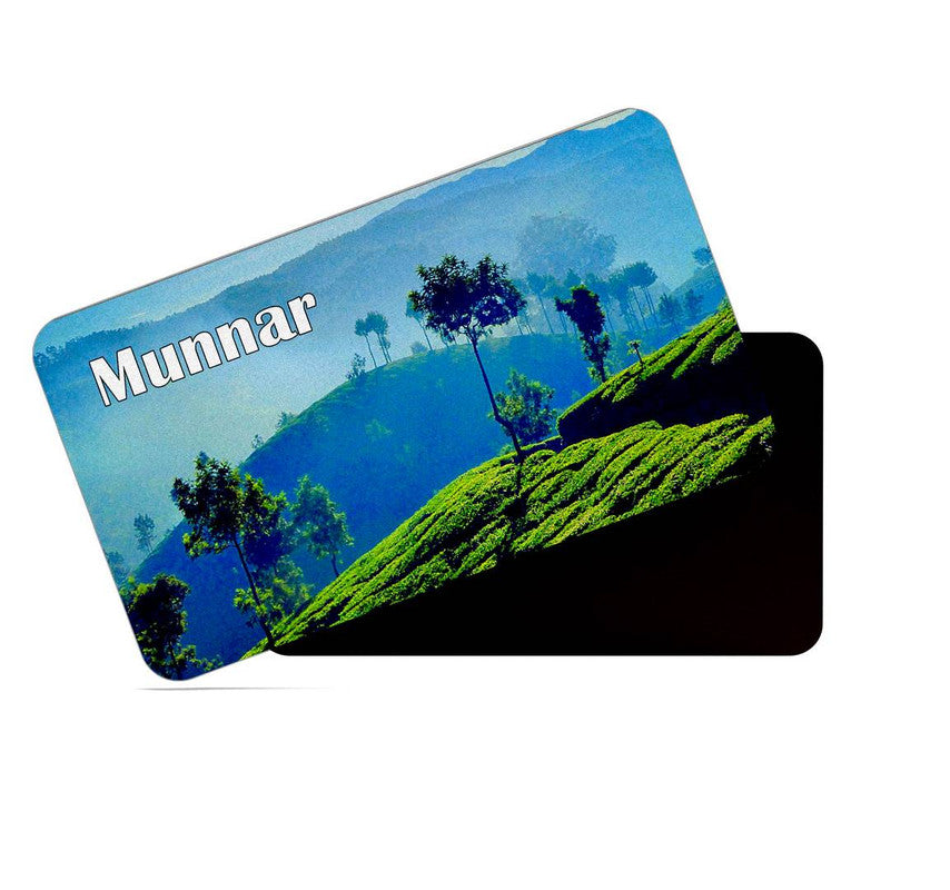 dhcrafts Rectangular Rubber Fridge Magnet / Magnetic Card Multicolor Kerala Munnar D7 Design Pack of 1 (8.6cm x 5.4cm)
